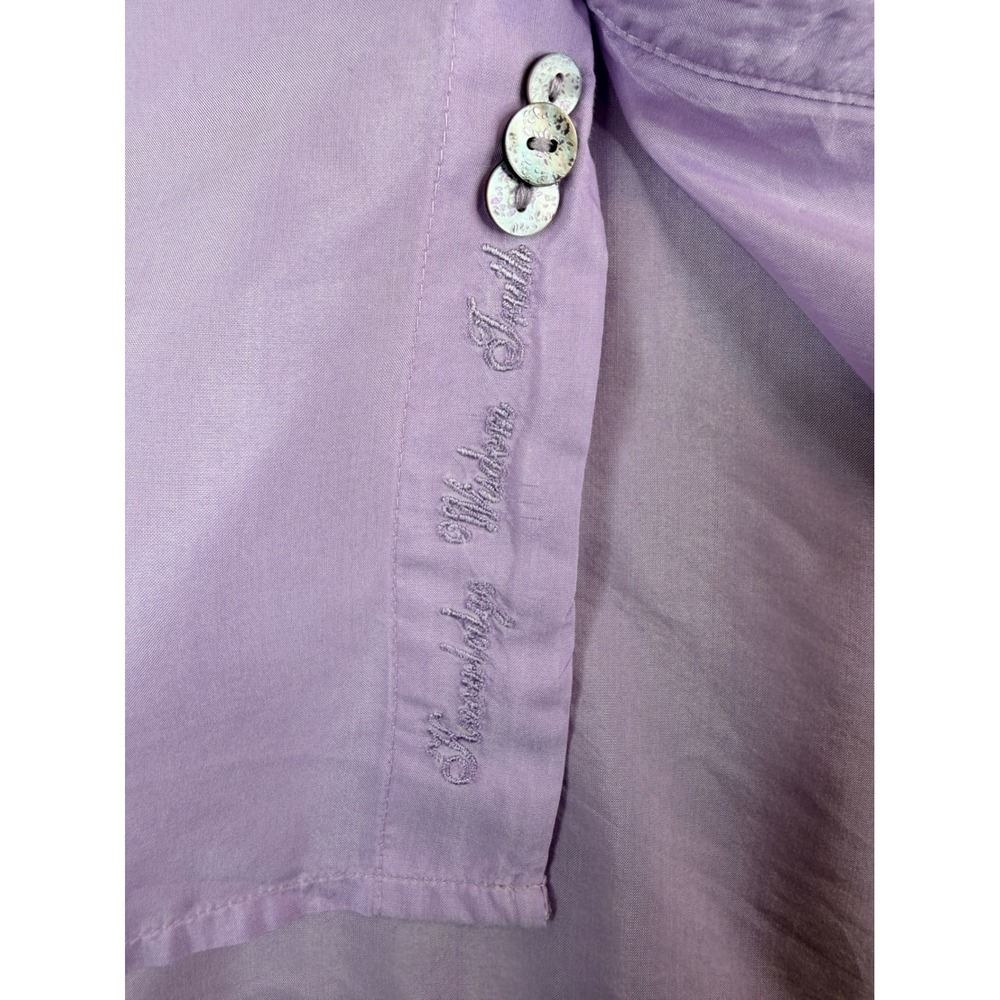 Robert Graham Tailored Fit Mens L Button‎ Down Shirt Lavender Cotton Silk - Picture 8 of 15